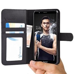 ABACUS24-7 Huawei Honor 7X & Mate Se Case Wallet With Flip Cover And Stand Black