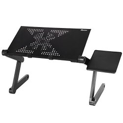 360 Degree Foldable Adjustable Laptop Computer Desk Table Stand With Fan And Tray