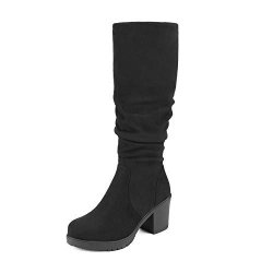 Dream Pairs Women's Chunky Heel Knee High Boots BLACK-3 NUMERIC_9