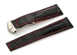 Istrap Watch Band 22 18MM Cowhide Leather Strap Deployment Watch Band Fit Tag Heuer Carrera Monaco Black Red With Buckle