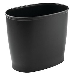 Interdesign Kent Oval Wastebasket Trash Can For Bathroom Kitchen Office - Black