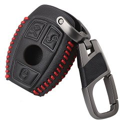 Smart 3BUTTON Leather Key Cover Bag Fob Shell Car Key Cases Fit For Mercedes Benz W203 W205 W210 W211 W212 W124 Accessories Red