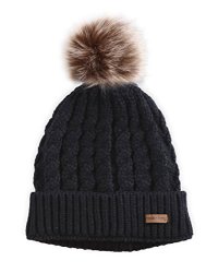 Brook + Bay Women's Faux Fur Pom Pom Beanie - Thick Soft & Warm Cable Knit Beanie Hats For Winter - Serious Beanies For