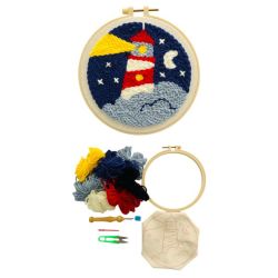 Nautical Lighthouse Punch Needle Embroidery Wool Art Diy Craft Kit Tapestry