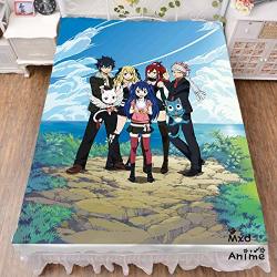 Mxdfafa Japanese Anime Coverlets Fairy Tail Bed Sheet Throw Blanket Bedding Coverlet Cosplay Gifts Flat Bedsheets