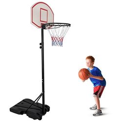 F2C Height Adjustable 76" To 98" Portable Grow-to-pro Basketball Hoop System Stand Net Goal W 28" Backboard& Wheels For Junior Youth Toddlers Indoor outdoor