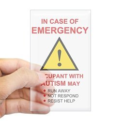 Cafepress - Autism Emergency Warning Sticker For Home - Rectangle Bumper Sticker Car Decal