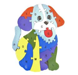 Kids Educational Wooden Jigsaw Puzzle Alphabets And Numbers Printed - Dog
