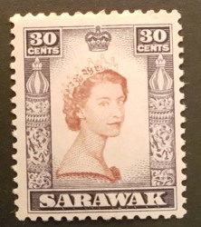 Sarawak 1955-57 Queen Elizabeth Ii 30c