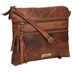 Genuine Leather Crossbody Handbag For Women - Shoulder Bag For Womens Handmade By Levogue Cognac ...