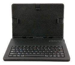 Duragadget Black Faux Leather Azerty Keyboard Case cover With Wireless Connection - Suitable For The Samsung Galaxy Note 10.1 2014 + Bonus Micro USB Charger Cable