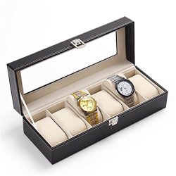 Xiaolanwelc@ Hot 6 Grids Pu Leather Watch Box Jewelry Storage Case Watch Display Box Caja Reloj