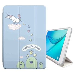 Stplus Unicorns And Marshmallows Funny Cover Case + Sleep wake Function + Stand For Samsung Galaxy Tab E Lite 7" Galaxy Tab 3 Lite 7" T110 T111 T113 T116 Series