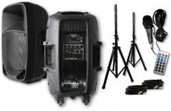 Hybrid Party Box Active Speakers with Stands & Microphone