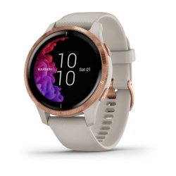Garmin Venu - Rose Gold Stainless Steel Bezel With Light Sand Case And Silicone Band
