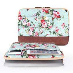 Laptop Sleeve Icasso 13-13.3 Inch Stylish Flower Pattern Canvas Stitching Leather Briefcase Cover Case Bag For Macbook Air pro Ultrabook notebook Ipad Pro Flower