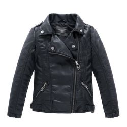 Winter Girls Pu Leather Jacket - Black 3t