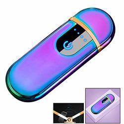 Electronic Cigarette Lighter Atian Rechargeable Lighter Touch Ignition USB Charging Double Sided Lighter Windproof Plasma Lighter For Candle Cigarette Power Indicator Flameless