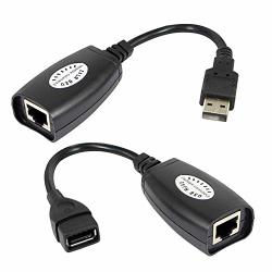 Apoi USB Over RJ45 USB Extender RJ45 Cat Extension Cable USB 2.0 To RJ45 Lan Extension Adapter Over CAT5 CAT5E CAT6 Cable Connector Adapter Kit