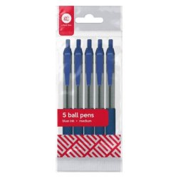 Ball Pens Blue Ink Retro 5 Pack