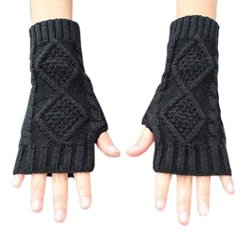 Novawo Women's Hand Crochet Winter Warm Fingerless Arm Warmers Gloves