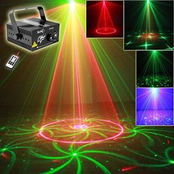 SUNY Professional Red Green 3 Len 24 Gobos Laser Light Blue LED Projector Sound Active Stage Light For Dj Disco Home Show Bar Wedding