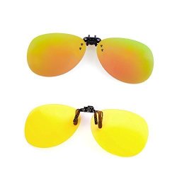 Cyxus 2 Pack Aviator Flash Polarized Mirrored Lenses Classic Clip-on Sunglasses Uv Protection Driving fishing Eyewear Mens & Womens