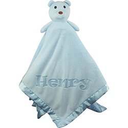 Large Ultra Plush Personalized Teddy Bear Baby Blanket Gifts Blue 40X40 Inch Boy Or Girl
