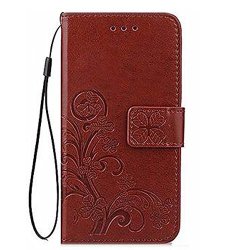 Moto Z2 Play Case Floral Embossed Pu Leather Wallet Case Flip Cover With Card Slots Kickstand For Rola Z2 Play Brown