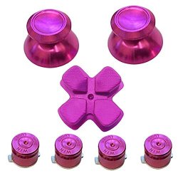 Yuyikes Metal Bullet Buttons Abxy Buttons + Thumbsticks Thumb Grip And Chrome D-pad For Sony PS4 Dualshock 4 Controller Mod Kit Pink