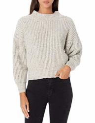 Astr The Label Women's Regis Mock Neck Drop Shoulder Relaxed Fit Sweater Gray Speckle Small