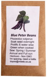 Heirloom Veg Seeds - Bean - Blue Peter - Pole Beans