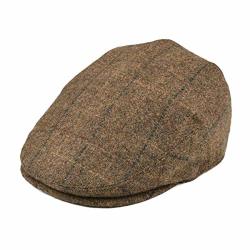 Botvela Men's 100% Wool Flat Cap Classic Irish Ivy Newsboy Hat Brown L