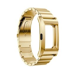 Replacement Strap Band Odeer 2017 Stainless Steel Watch Band Strap Metal Clasp + Metal Frame For Fitbit Charge 2 Band Length: 18.5CM Gold