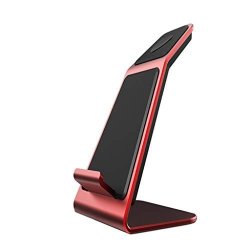Mchoice??Wireless Charger Fast Charging Mount Pad 2 In 1 For Apple Iwatch Iphone 8 X xs Red