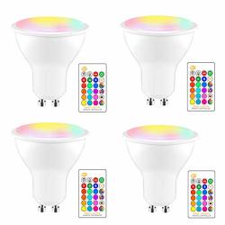 Aozbz GU10 Rgb LED Bulbs 4PCS 8W Color Changing LED Light Bulb With Remote Control Dimmable Mood Light 16 Static Color 4 Flash Mode