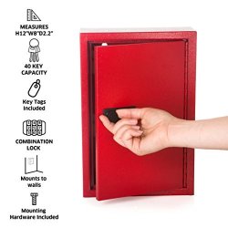 AdirOffice Secured 40 Key Cabinet With Combination Lock - Holds 40 Keys Red