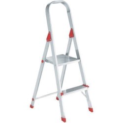 Louisville Folding Aluminum Euro Platform 2-STEP Ladder Slip-resistant Rubber Feet Red
