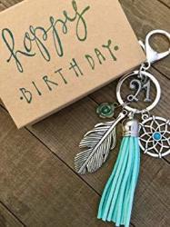 Dream Catcher 21ST Birthday Gift For Her Adorable Key Chain Packaged In Hand Stamped Box