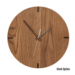 Mika Wall Clock In Oak - 250MM Dia Mid Brown Sleek White Second Hand