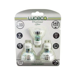 Luceco LGN5G37 3-LE 3PK GU10 Glass LED Lamp