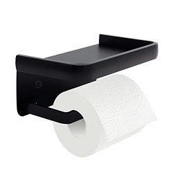 Jnnicoog Toilet Paper Holder With Shelf Matte Black Toilet Paper Holder Toilet Paperholder Wall Mount Bathroom Adhesive Toilet Paper Holder Sus 304 Stainless Steel