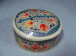 Lacqered Round Jewellery Box Made Of Paper Mache Imported From India Exquisite Pattern