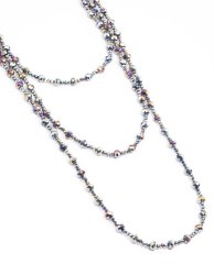 Gunmetal Triple Row Beaded & Facet Layered Necklace