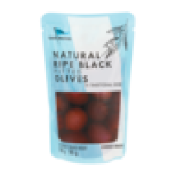 Natural Ripe Black Pitted Olives 180G