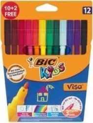 BIC Kids Visa Felt Pens Wallet Of 10 + 2