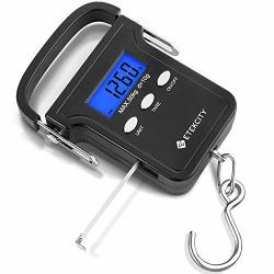 Etekcity Digital Fish Scale 110LB 50KG Portable Luggage Weight Scale Electronic Hanging Hook Scale Fishing Scale With Measuring Tape Backlit Lcd Display Carry Bag