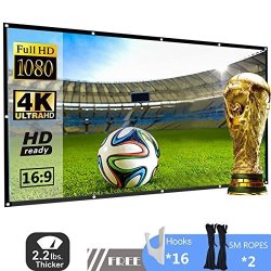 120 Inch Projector Screen P-jing 16:9 HD Foldable Portable Anti-crease Indoor Outdoor Projector Movies Screen For Home Theater Support Double Sided Projection
