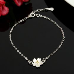 925 Sterling Silver Bracelets Pure Cherry Blossoms Gift Bracelets