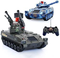 Aedwq Rc Remote Control Tank Armored Car Two Pieces 2.4GHZ Remote Control 1 24 Scale Model Virtual Life Lights Simulated Sound action Infrared Battle
